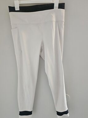 Athleta White With Black Details Leggings